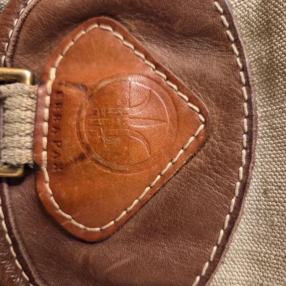 Terra Pax Hemp Canvas Leather Crossbody Field Bag Beige Brown Made in USA